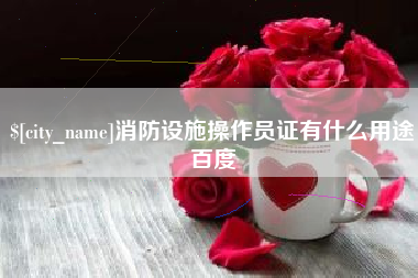 海东消防设施操作员证有什么用途百度